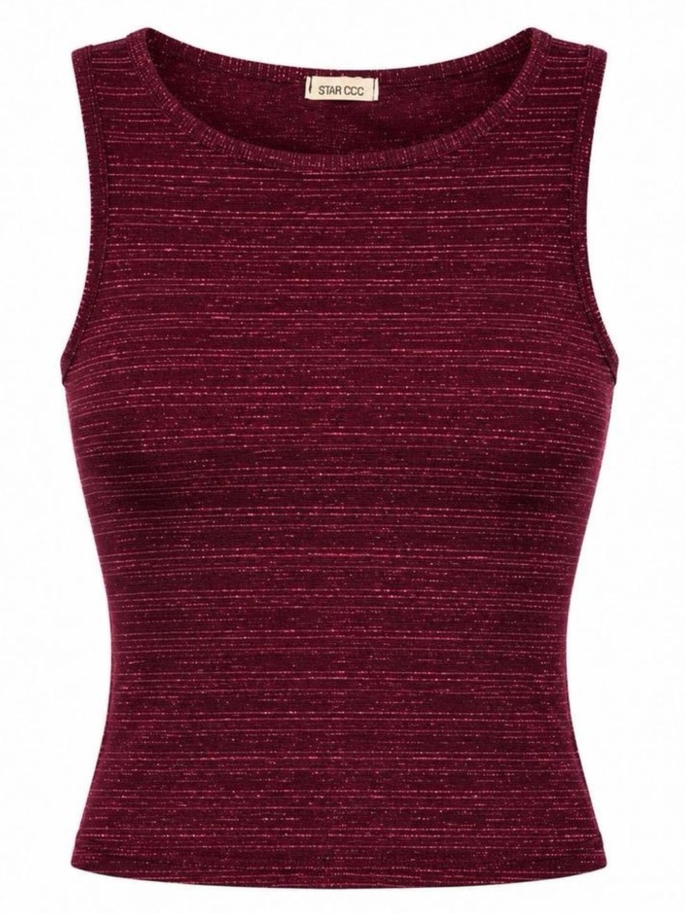 Hot pink shimmer sleeveless crop top from Star CCC